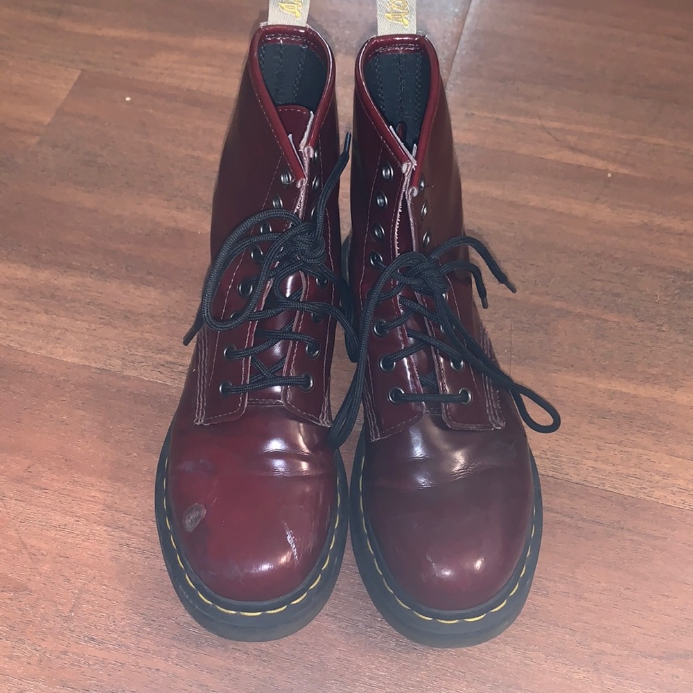 Red vegan doc martens